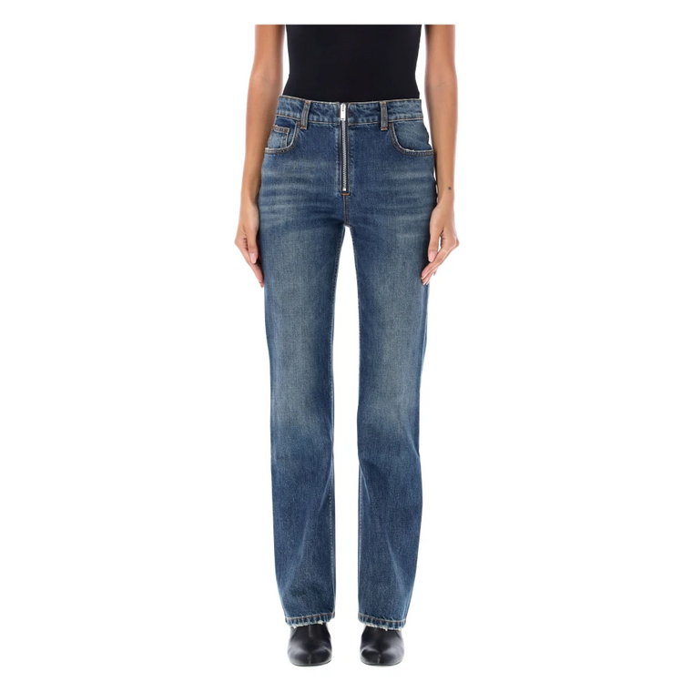 Vintage Blue Denim Zip Straight Jeans Stella McCartney