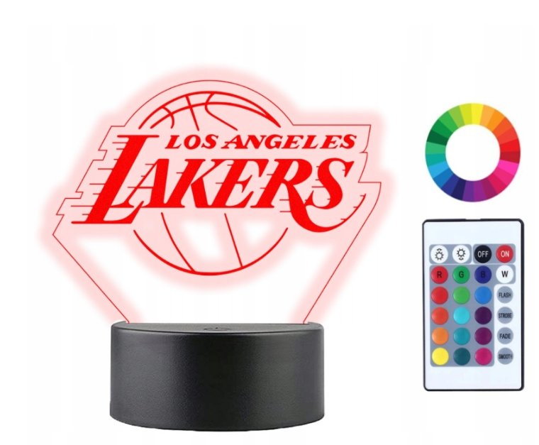 Lampka Nocna 3D Led LOS ANGELES LAKERS Imię Grawer