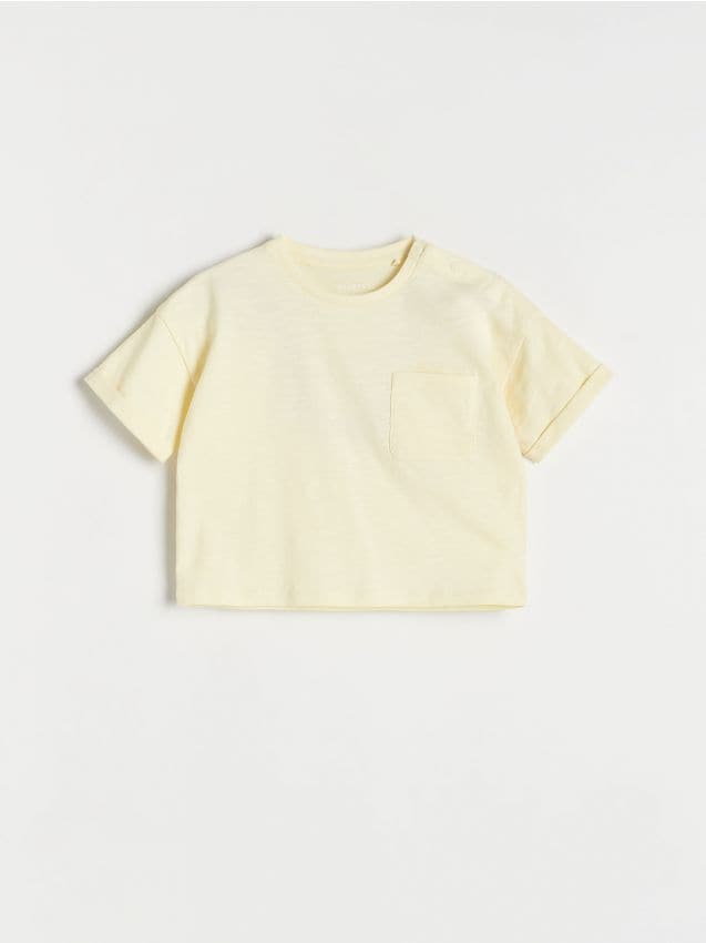 Reserved - Bawełniany t-shirt - żółty