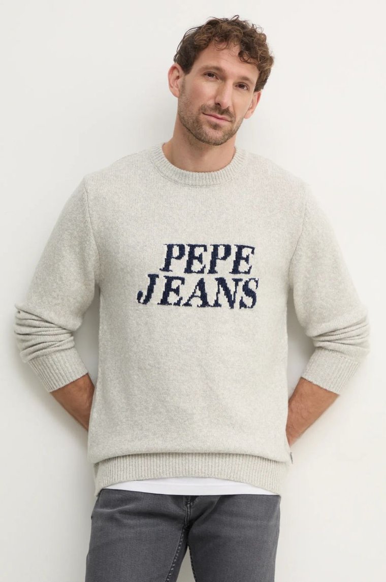 Pepe Jeans sweter z domieszką wełny LUKA męski kolor szary  PM702499