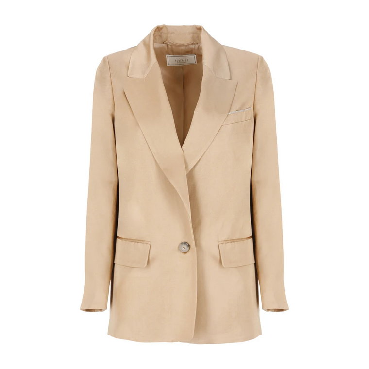 Beige Linen Cotton Blend Blazer Peserico