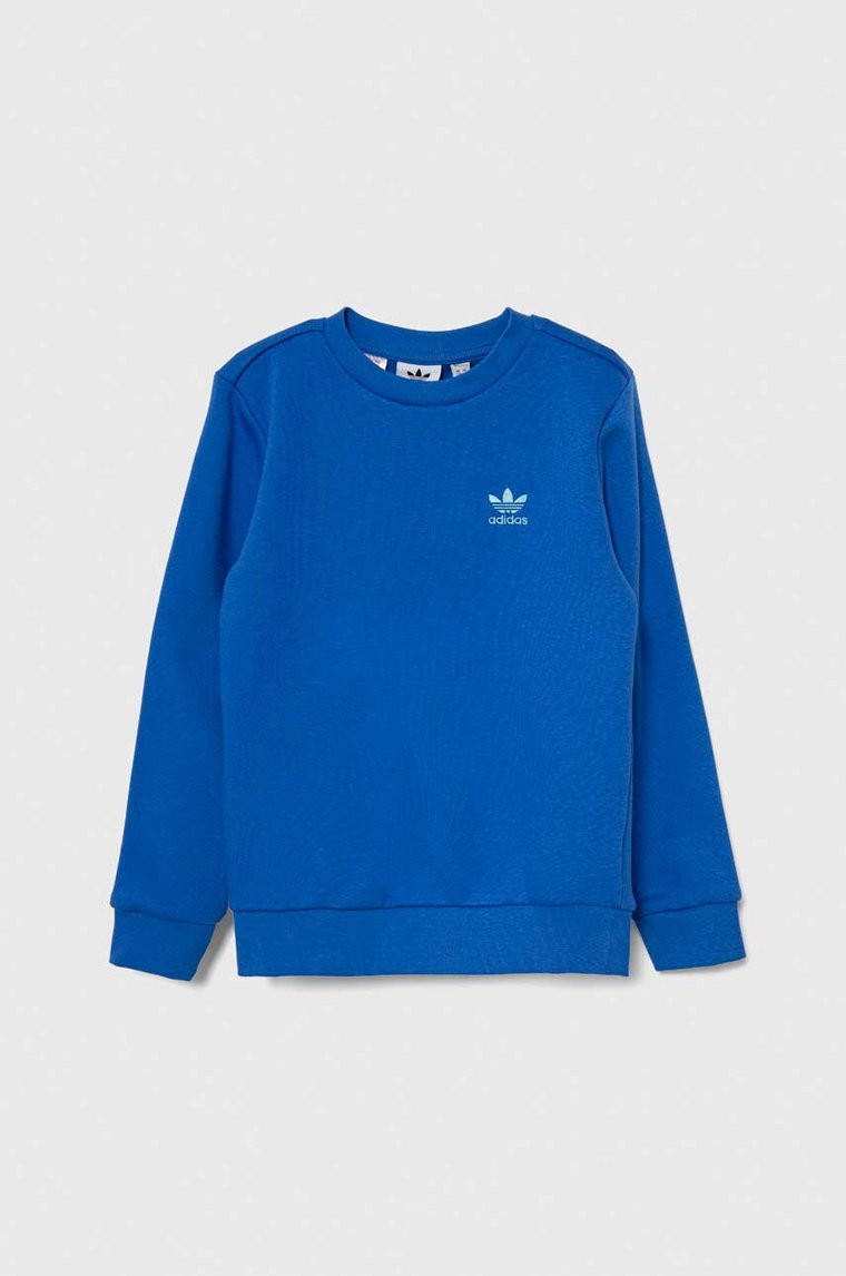 adidas Originals bluza dziecięca kolor niebieski z kapturem gładka
