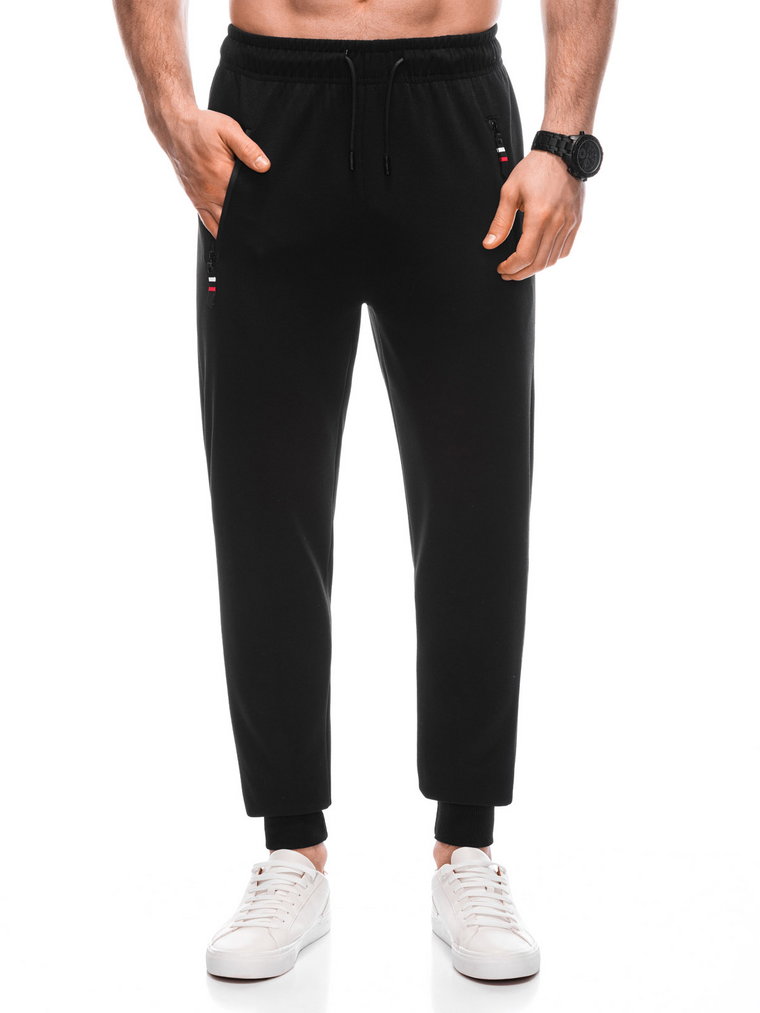 Spodnie męskie dresowe P1437 - czarne
