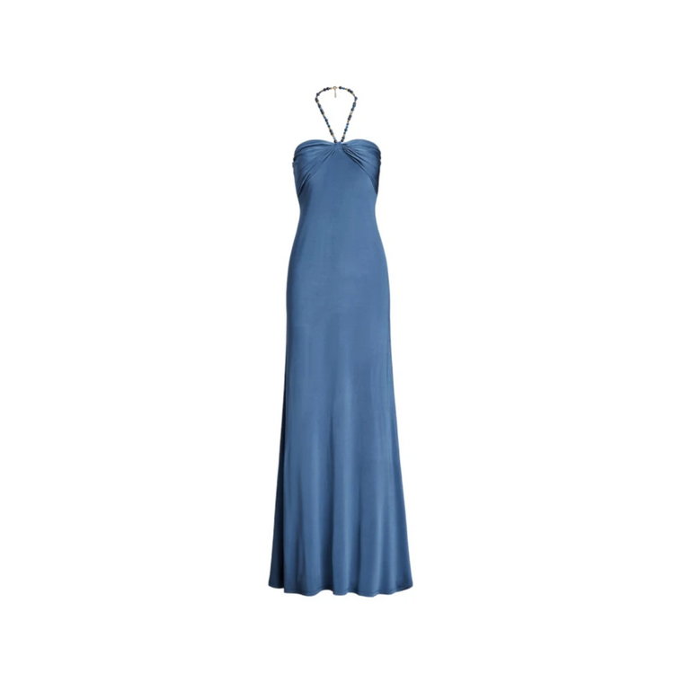 Niebieska Długa Sukienka Ralph Lauren