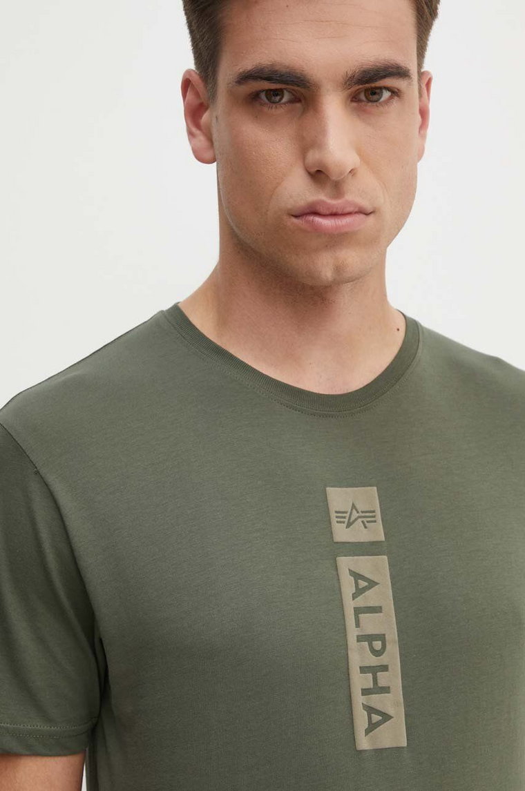 Alpha Industries t-shirt bawełniany męski kolor zielony z nadrukiem 146509