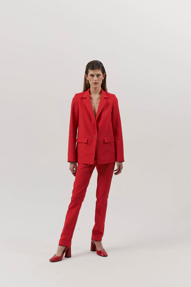 Klasyczne spodnie cygaretki : Kolor - Czerwony, Rozmiar - 34