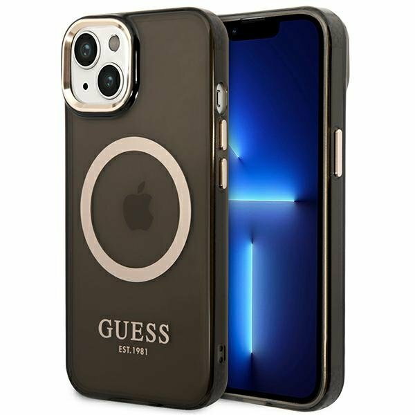 Guess GUHMP14MHTCMK iPhone 14 Plus 6,7" czarny/black hard case Gold Outline Translucent MagSafe