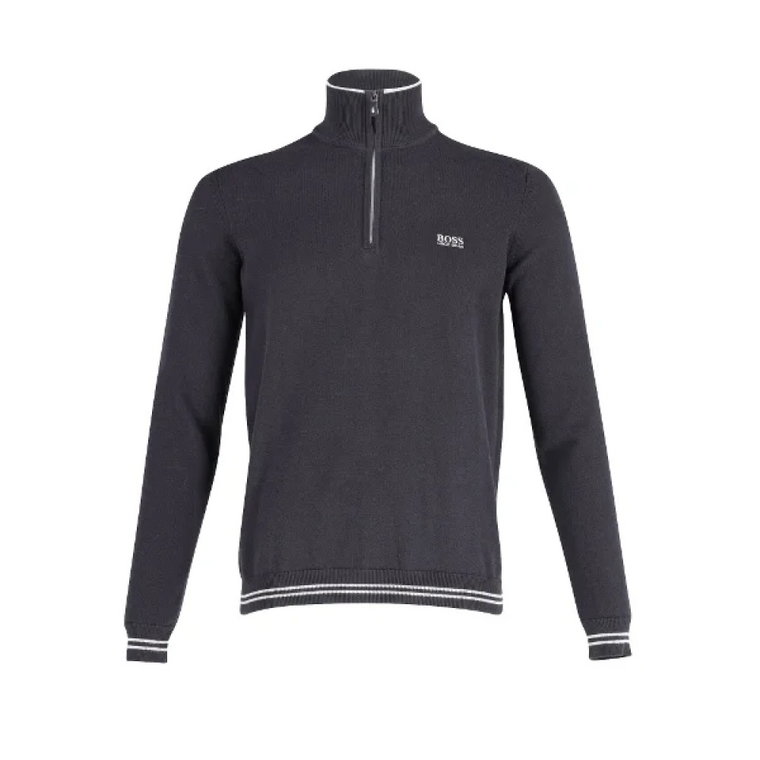 Granatowy Sweter z Zamkiem - Regular Fit Hugo Boss