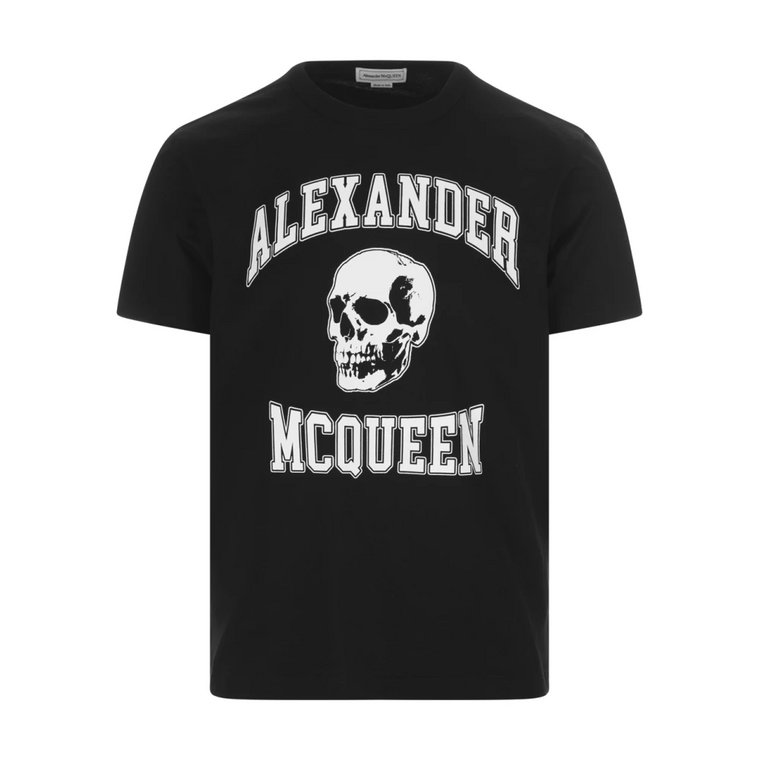 Czarne koszulki i pola z nadrukiem Skull Logo Alexander McQueen