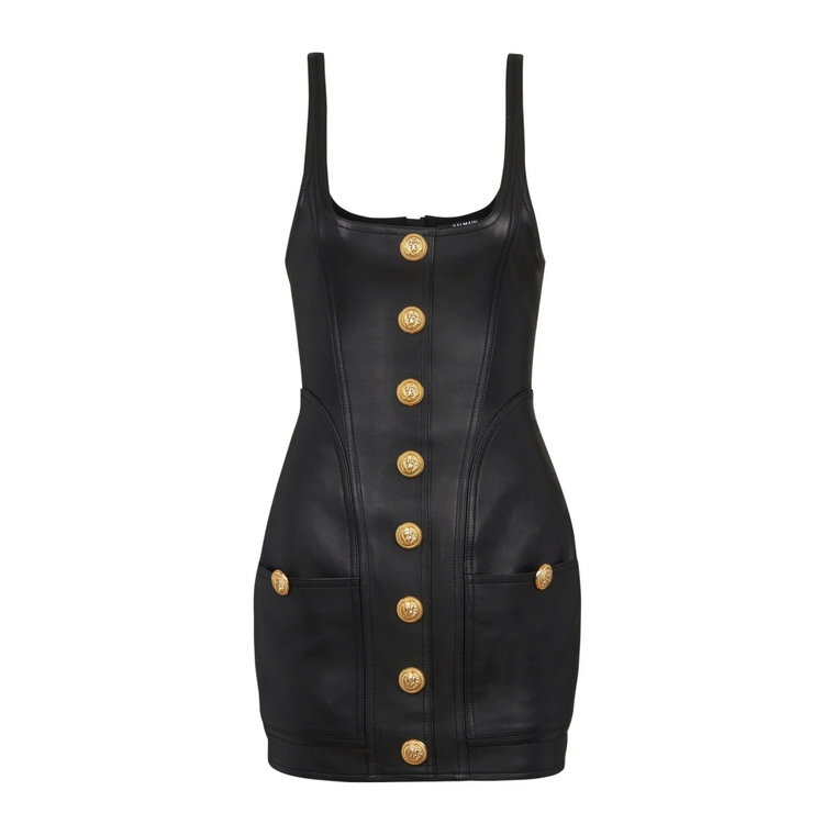 Robe courte en cuir Balmain