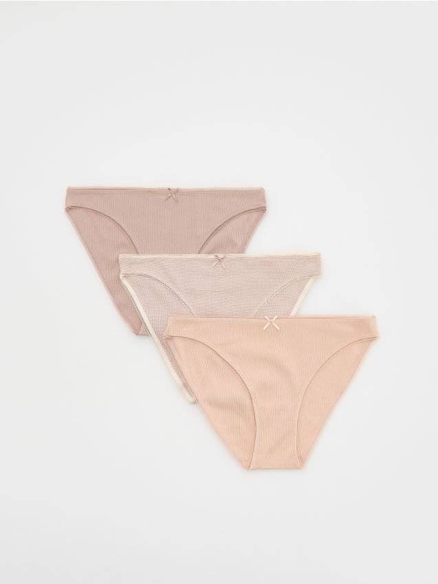 Reserved - Bawełniane majtki bikini 3 pack - brązowy