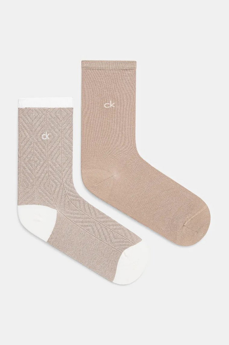 Calvin Klein skarpetki 2-pack damskie kolor beżowy 701230617