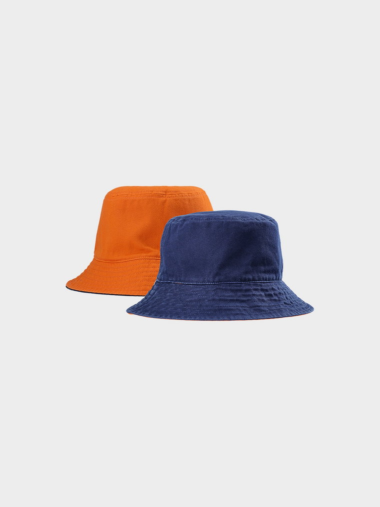 Kapelusz dwustronny bucket hat męski - granatowy/pomarańczowy