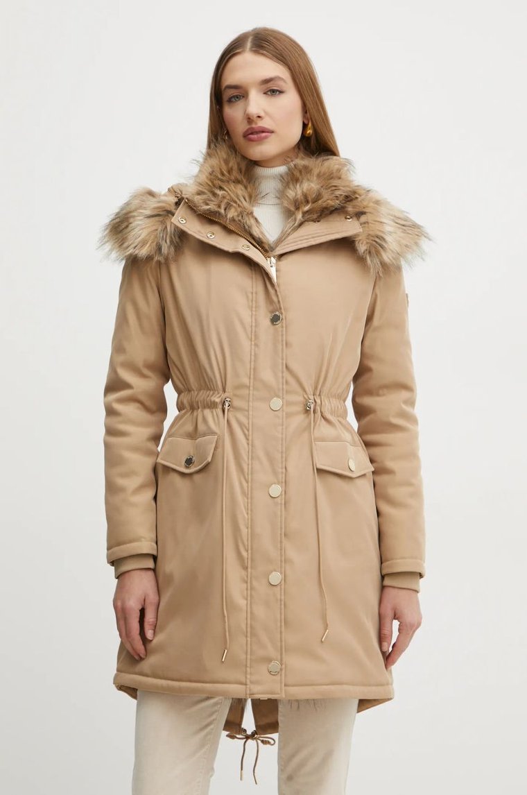 Marciano Guess parka WINNIE damska kolor beżowy przejściowa 4BGL12 7182A