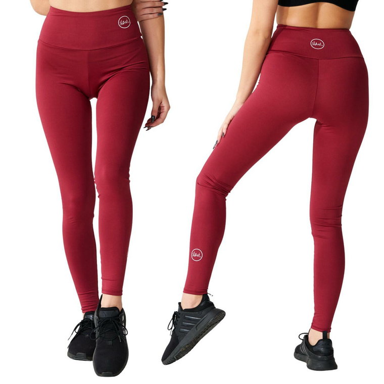 Legginsy z wysokim stanem fitness damskie Slavi Burgundowe