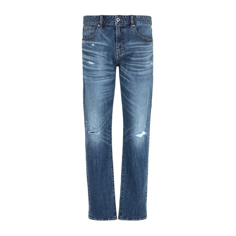 Indigo Denim Jeans 5 Kieszenie Styl Armani Exchange