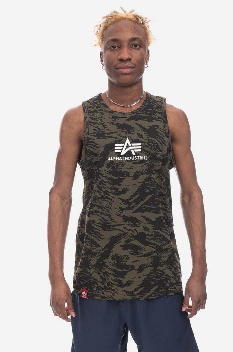 Alpha Industries t-shirt bawełniany Alpha Industries Basic Tank Camo 126566C 634 kolor zielony 126566C.634-ZIELONY