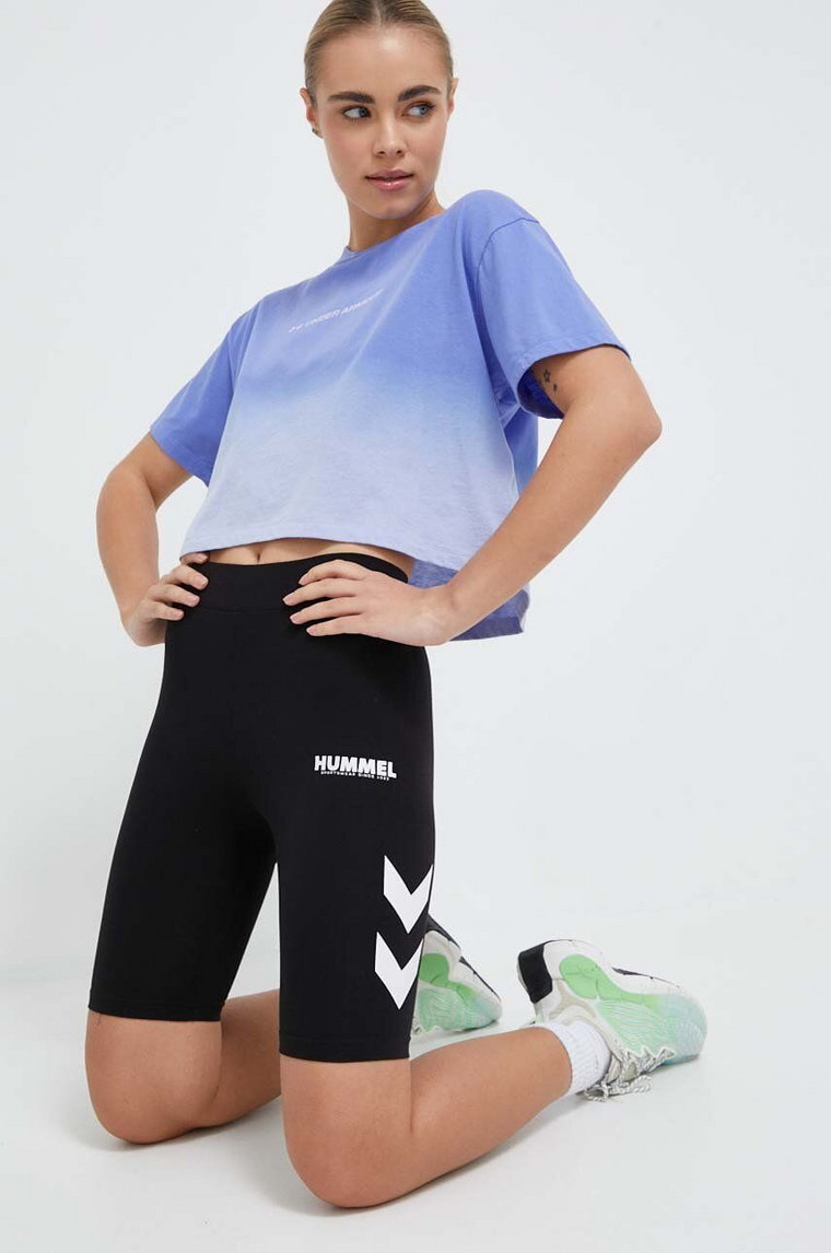 Hummel szorty hmlLEGACY WOMAN TIGHT SHORTS damskie kolor czarny z nadrukiem medium waist 214171