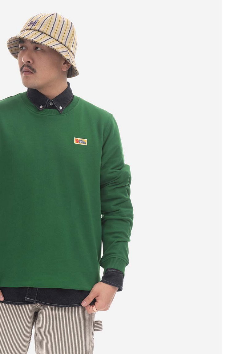 Fjallraven bluza bawełniana Vardag męska kolor zielony F87070.678-678