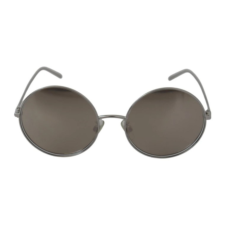 Silver Plated Round Gray Le nses Women Sunglasses Dolce & Gabbana