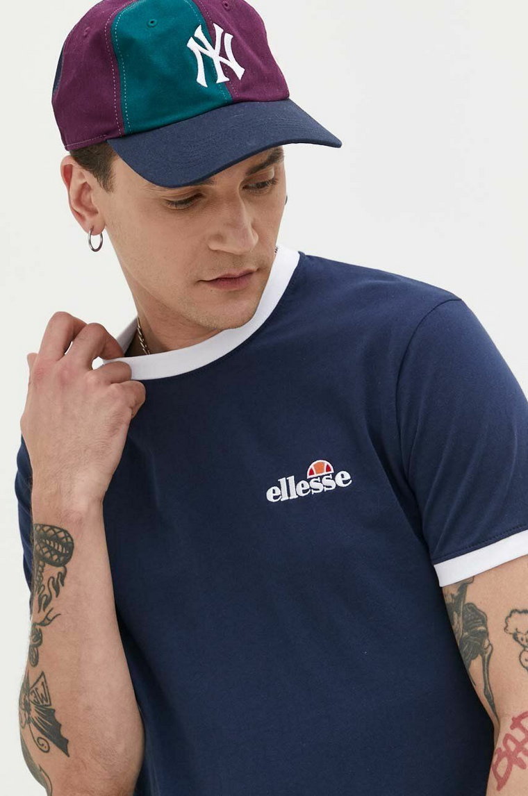 Ellesse t-shirt bawełniany Meduno T-Shirt kolor granatowy z aplikacją SHR10164