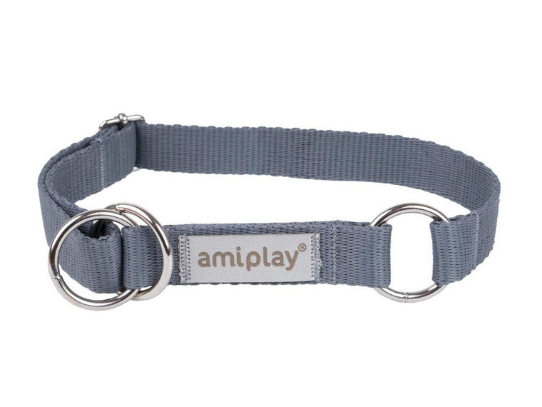 Amiplay Samba Obroża półzaciskowa L 35-50 x 2,5cm szara