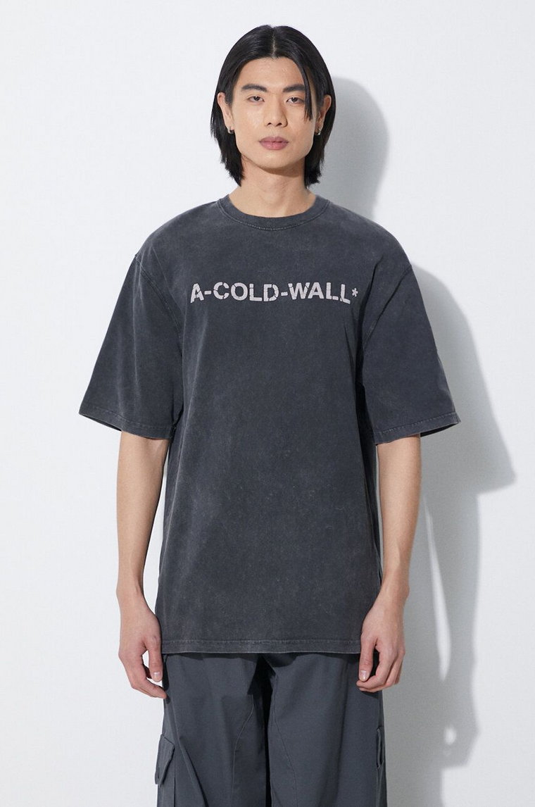 A-COLD-WALL* t-shirt bawełniany Overdye Logo T-Shirt męski kolor czarny z nadrukiem ACWMTS186