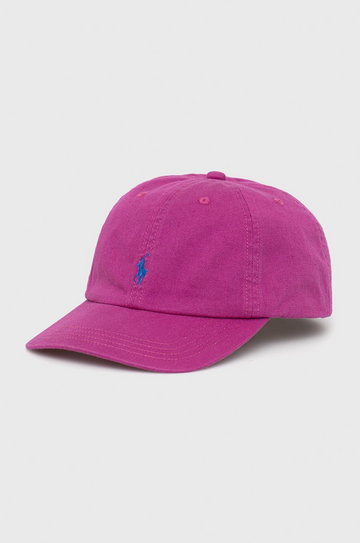 Polo Ralph Lauren czapka bawełniana dziecięca kolor różowy gładka