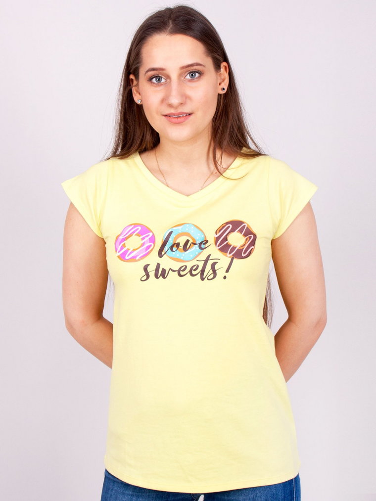 Koszulka damska t-shirt bawełniana Sweets żółta  M