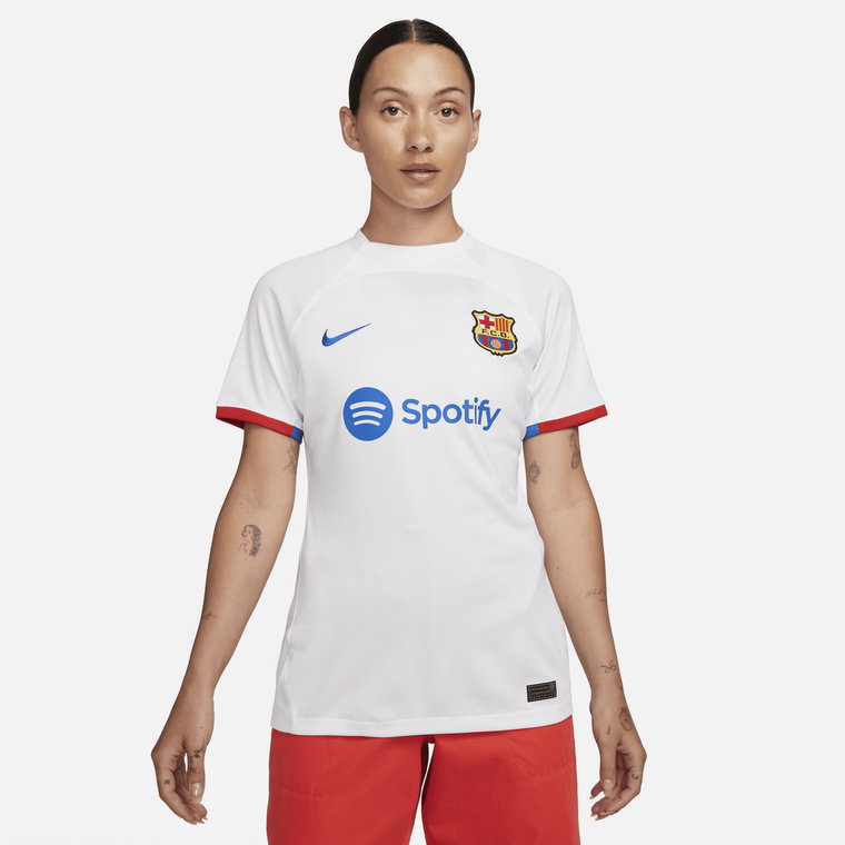 Damska koszulka piłkarska Nike Dri-FIT FC Barcelona Stadium 2023/24 (wersja wyjazdowa) - Biel
