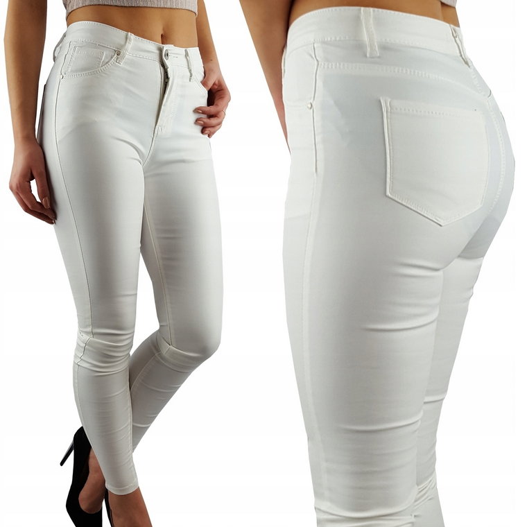 Damskie Spodnie Modelujące Woskowane Skóra White