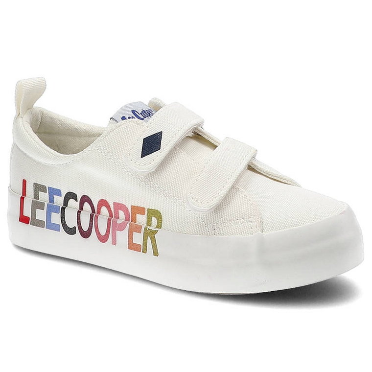 Białe Trampki Dziecięce Lee Cooper Buty Na Rzepy