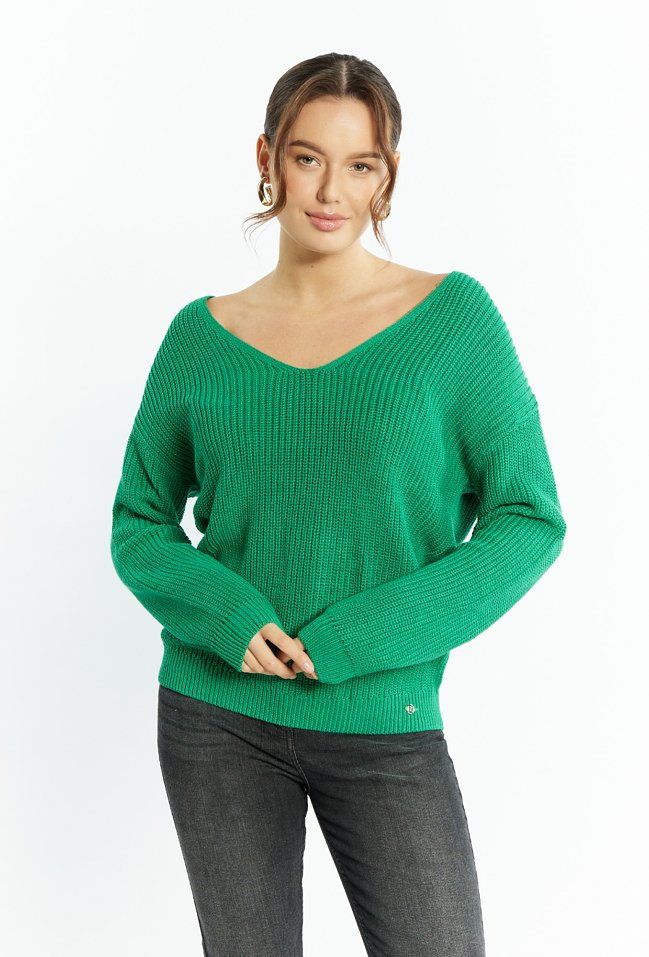 Bawełniany sweter damski w serek