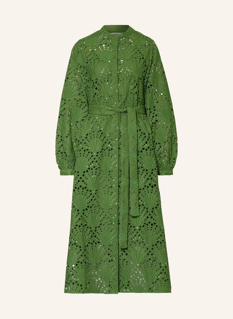 Essentiel Antwerp Sukienka Koszulowa Fresci Z Ażurowej Koronki, Z Ozdobnymi Kamykami gruen