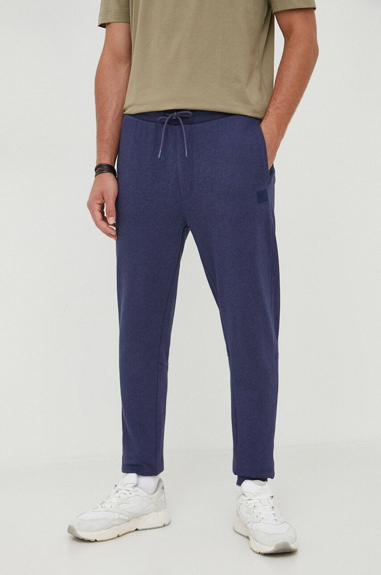 BOSS spodnie dresowe bawełniane BOSS CASUAL męskie kolor niebieski gładkie 50468448