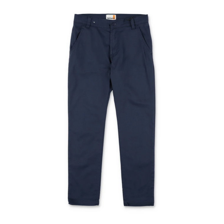 Timberland pantaloni blu in gabardine di cotone bambino|Blue cotton gabrdine boy Timberland pants Timberland