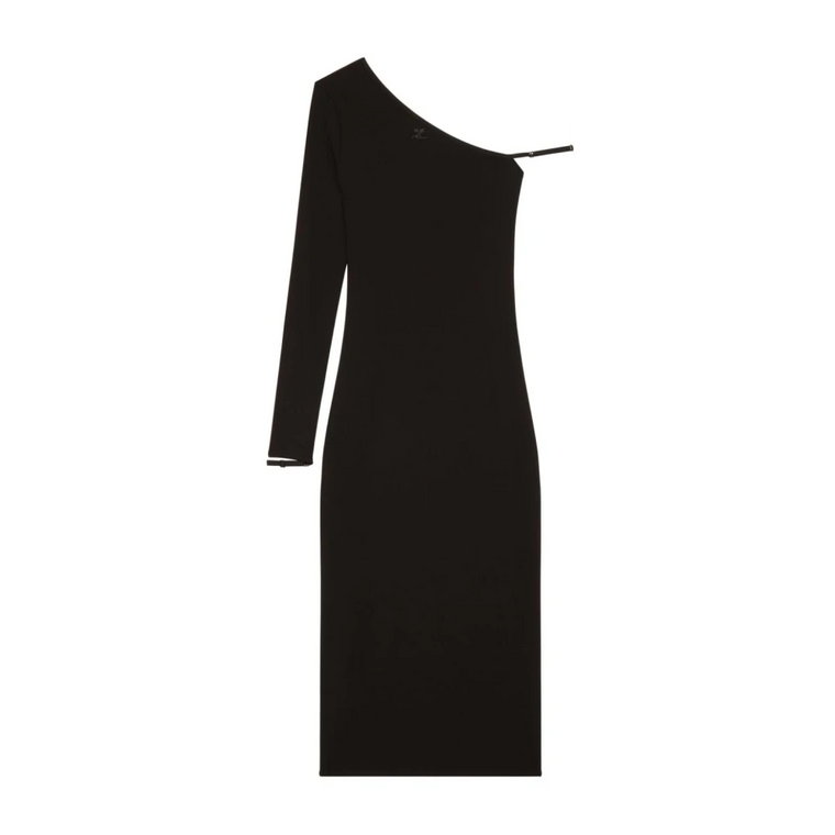 Czarne Sukienka z Odkrytymi Ramionami Courrèges
