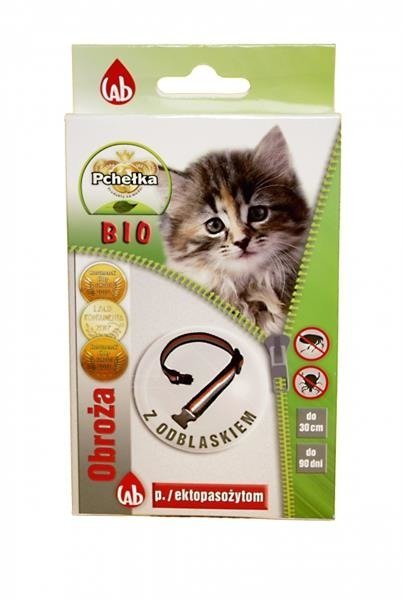 Pchełka Obroża BIO dla kotów wrażliwych z odblaskiem - obroża przeciw pchłom i kleszczom