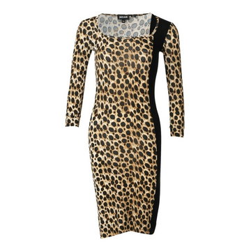 Just Cavalli Pre-owned, Leopard Print Jersey Dress Condition Good Brązowy, female,