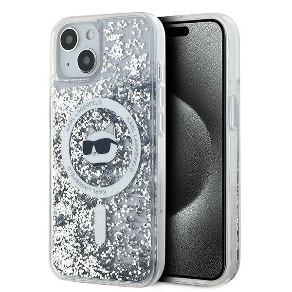 Karl Lagerfeld KLHMP15SLGCHSGH iPhone 15 / 14 / 13 6.1" hardcase transparent Liquid Glitter Choupette Head Magsafe