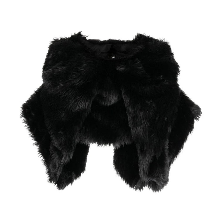 Czarna Krótka Bluzka z Faux-Fur Comme des Garçons