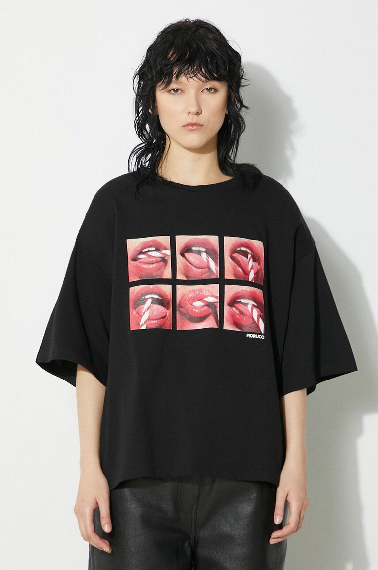Fiorucci t-shirt bawełniany Mouth Print Padded T-Shirt damski kolor czarny M01FPTSH105CJ01BK01
