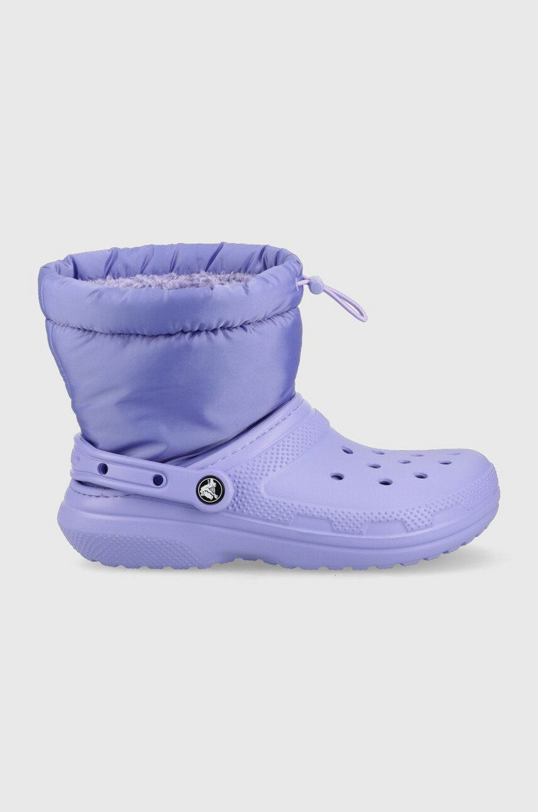 Crocs Śniegowce Classic Lined Neo Puff Boot kolor fioletowy 206630