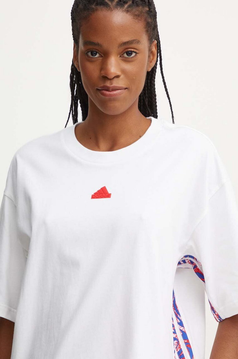 adidas t-shirt bawełniany Express damski kolor biały IW8638