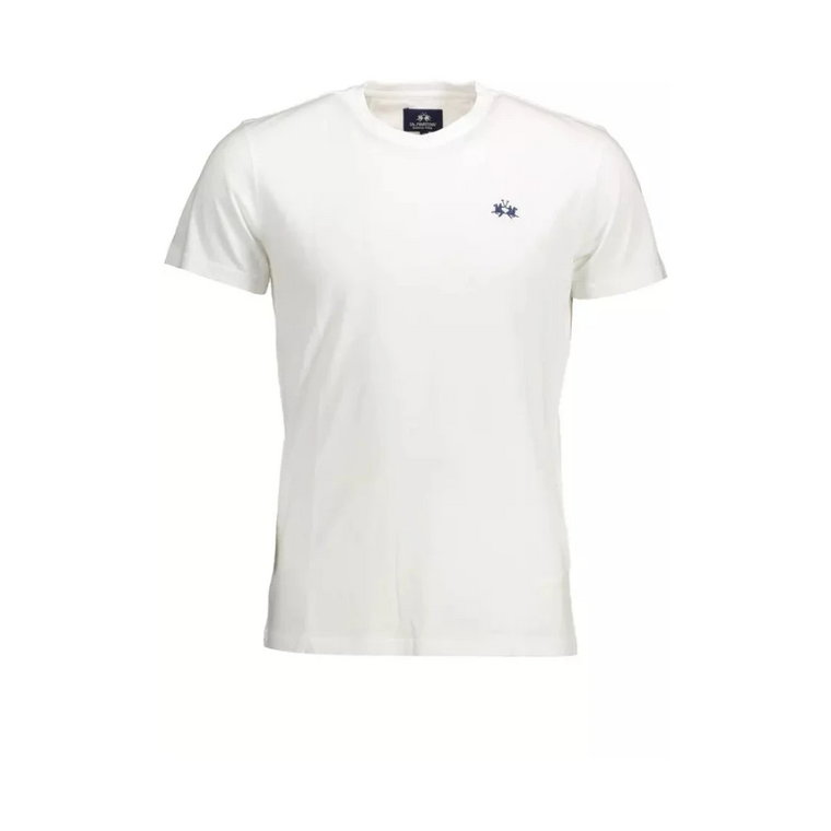 Haftowany biały T-shirt z bawełny La Martina