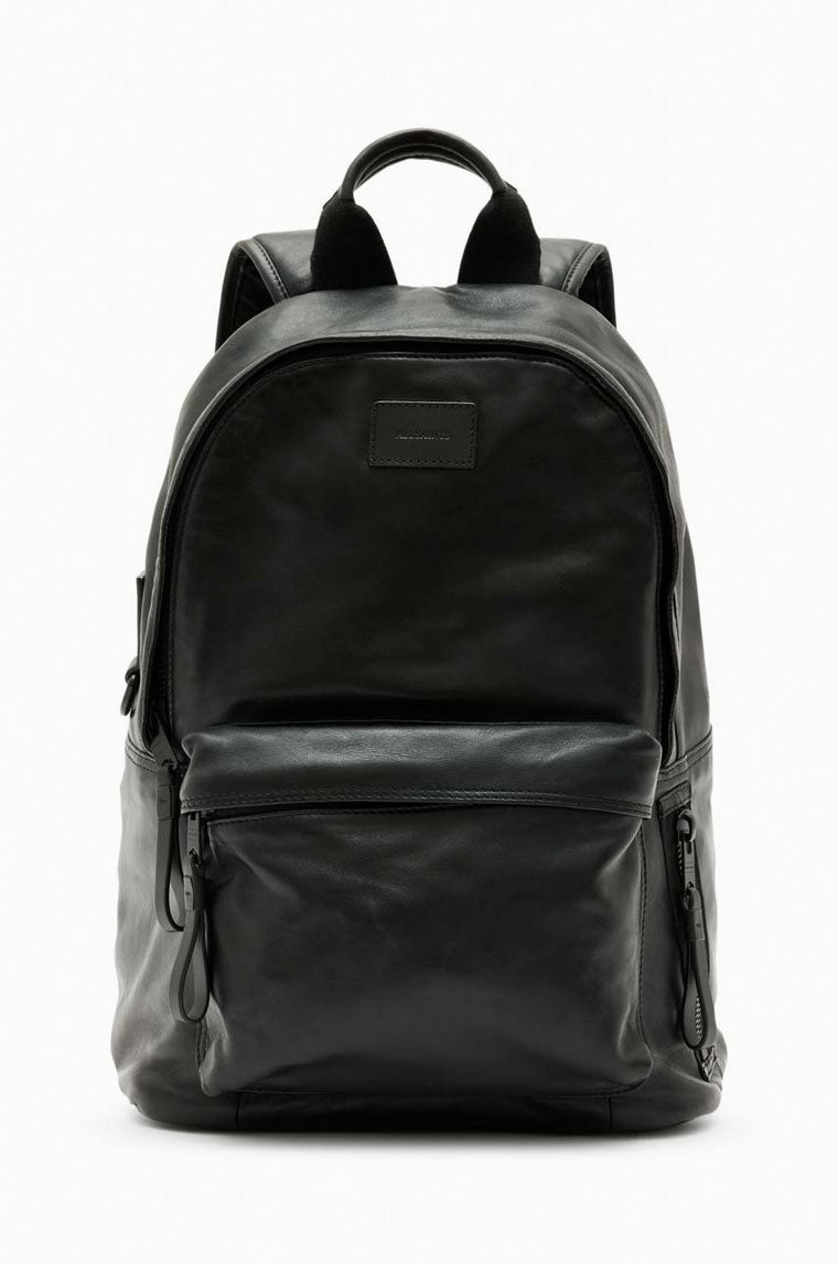 AllSaints plecak skórzany CARABINER BACKPACK męski kolor czarny duży gładki MB519X