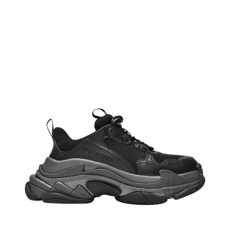 Metaliczne Czarne Poliestrowe Triple S Sneaker Balenciaga