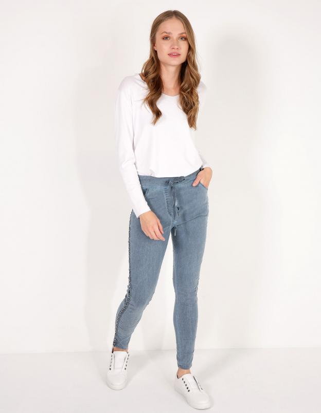 SPODNIE Z LAMPASAMI 164-6851 JEANS