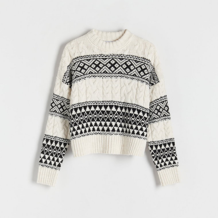 Reserved - Sweter o warkoczowym splocie - wielobarwny