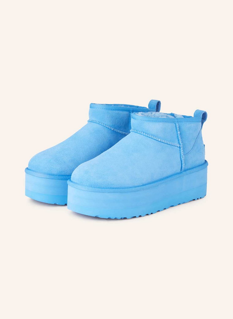 Ugg Botki Na Platformie Classic Ultra Mini Platform blau